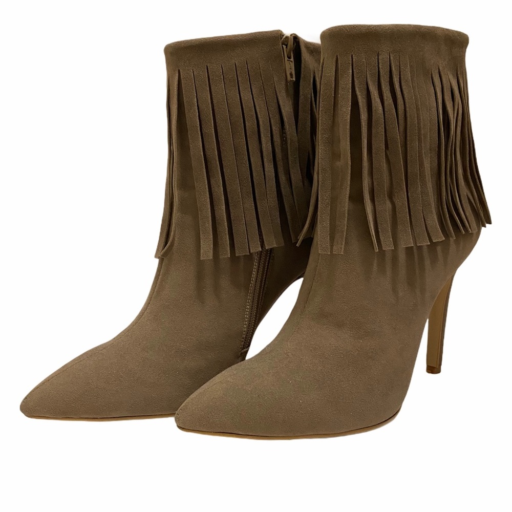 SUEDE ANKLE BOOTS WITH FRINGE AROUND